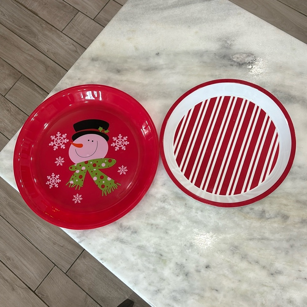 Vintage Set Of Christmas Serving Platters